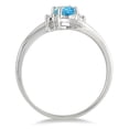 thumbnail image 2 of SZUL Women's Blue Topaz Gemstone and Diamond Wave Ring 14k White Gold, 2 of 3