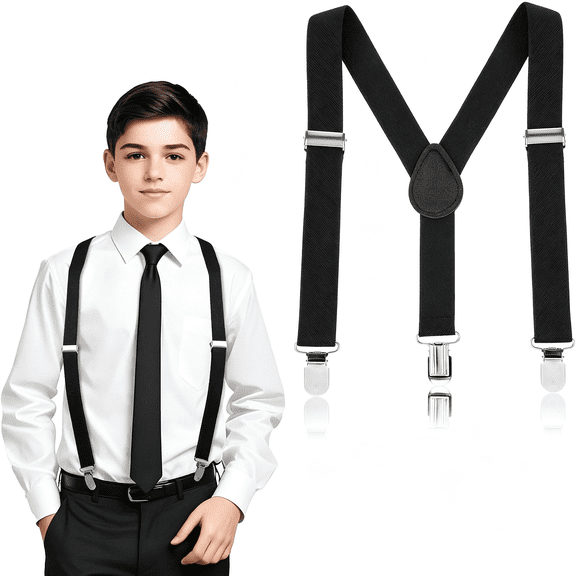 XIBUFE Suspenders for Boys, Elastic Y-Back Design Adjustable Suspenders Toddler Suspender Kids Boys with Strong Metal Clips Adjustable Y-Back boys suspenders