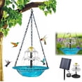 thumbnail image 3 of 2026 Large Humming Birds Baths Fountains, Solar Cascade Hanging Bird Bath Fountain, Outdoor Hanging Bird Bath with Solar Fountain, with Solars Pump & Glass Bowl, for Gardens, Outdoor(Blue,A), 3 of 8