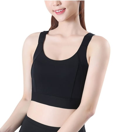 Bigersell Womens Bra Women s Sport Yoga Bra Shockproof Fitness High Strength Big U Back Yoga Vest Female Backless Strapless Bra Big & Tall Polyester Lace Bra Style 1401  Black S