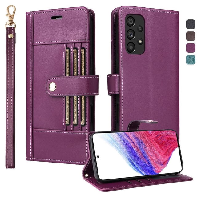 FOXDOCK Funda tipo Cartera para Samsung Galaxy A33 5G – Cubierta de Cuero PU con Múltiples Ranuras, Bolsillo para Efectivo y Correa de Muñeca