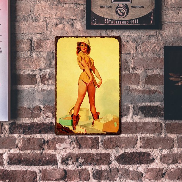 Placa De Mujer Sexy Vintage, Placa De Metal Retro, Cartel De Estaño, Pintura, Accesorios Para El Hogar Likrtyny Arte Deco