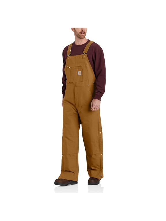 106672 Firm Duck Loose-Fit Insulated Bib Overalls for Men - Carhartt Brown - M - Regular