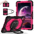 thumbnail image 2 of Heavy Duty Shockproof Case for Samsung Galaxy Tab S11,Anti drop silicone+PC Layer Protective Case 360 ° Rotating Square Handle Stand With Shoulder Strap,Rose pink,For Galaxy Tab S11, 2 of 7