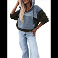 thumbnail image 3 of Sudadera con Capucha y Media Cremallera de Mezclilla para Mujer, Chaquetas y Tops de Mezclilla Verde L, 3 of 8