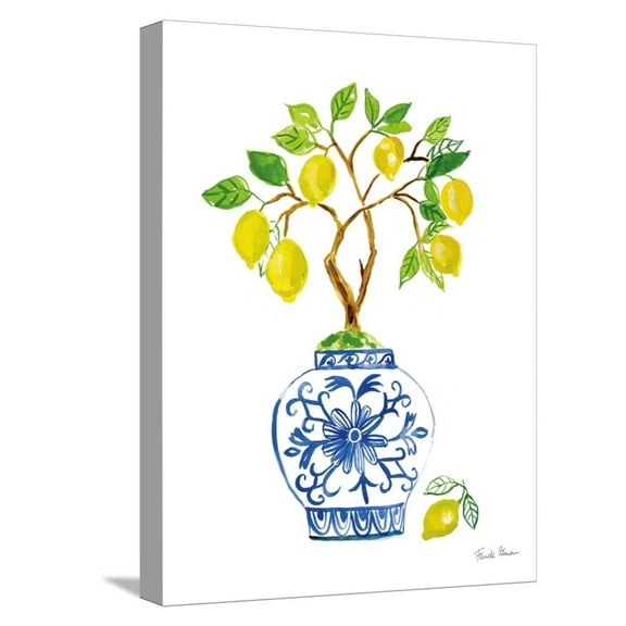 Art.com Lemon Chinoiserie II Stretched Canvas Print Wall Art by Farida Zaman, 12" x 16"