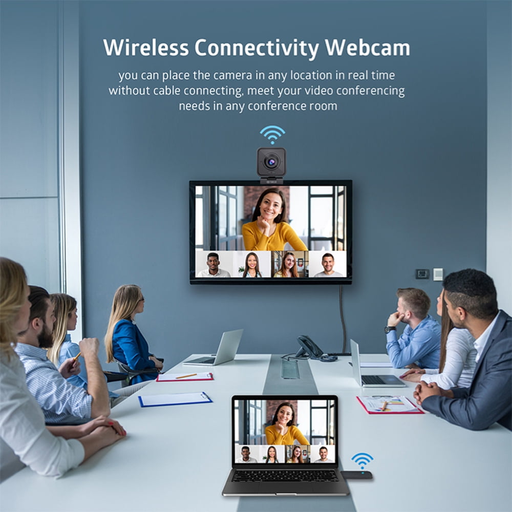TOALLIN WL168 1080P Wireless Fixed Focus FHD Webcam with Noise-Cancelling Built-in Microphone for PC,with USB Receiver,Plug & Play