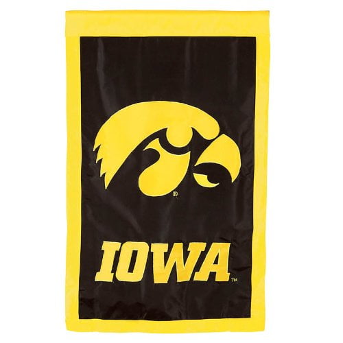 University of NCAA Iowa Hand-Crafted Double Sided  28" x 44" Applique Banner Flag