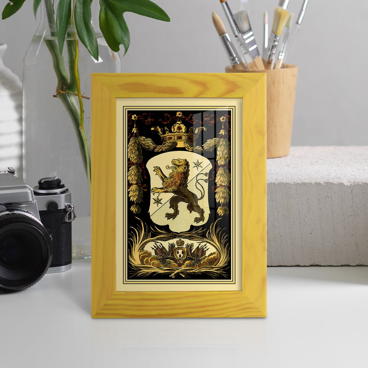 Family Crest III -Framed Print w/glass-Sunflower Yellow