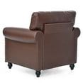 thumbnail image 3 of Classic Faux Leather Sofa Upholstered Couch Armchair with Removable Cushions and Rolled Arms for Living Room Office Apartment, 3 of 12