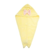 Unique Bargains 1 Pc Water-absorbent Double Bow Hair Towel for Bathroom Yellow Coral Fleece