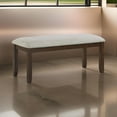 thumbnail image 6 of Humpty 43 Inch Bench- Gray Polyester Upholstery- Cherry Brown Solid Wood, 6 of 6