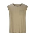 thumbnail image 2 of JMKQLZ Tank Tops for Men, Casual Knitting Cotton Sleeveless Blouse Summer Solid Color Round Neck Tank Vest,Khaki,M, 2 of 5