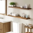 thumbnail image 6 of Floating Shelves,40 in W x 7in D Wall Mounted Wooden Shelves with Invisible Brackets Set of 2, Hanging Wall Shelves Decoration for Bedroom, Bathroom, Living Room and Kitchen,Rustic Brown, 6 of 6