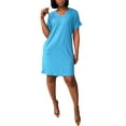 thumbnail image 3 of Franhais Women's Plus Size Midi Dress, Summer Solid Color V-Neck Short Sleeves Loose Casual Skirt, 3 of 5
