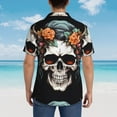 thumbnail image 6 of Daiia Flower Horn Skull Hawaiian Shirt for Men Gentle Cotton Regular Short Sleeve Casual-3X-Large, 6 of 9
