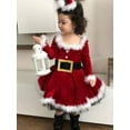thumbnail image 2 of Toddler Baby Girl Christmas Dress Santa Claus Dress Red Velvet Long Sleeve Tulle Princess Dress with Headband Outfit, 2 of 9