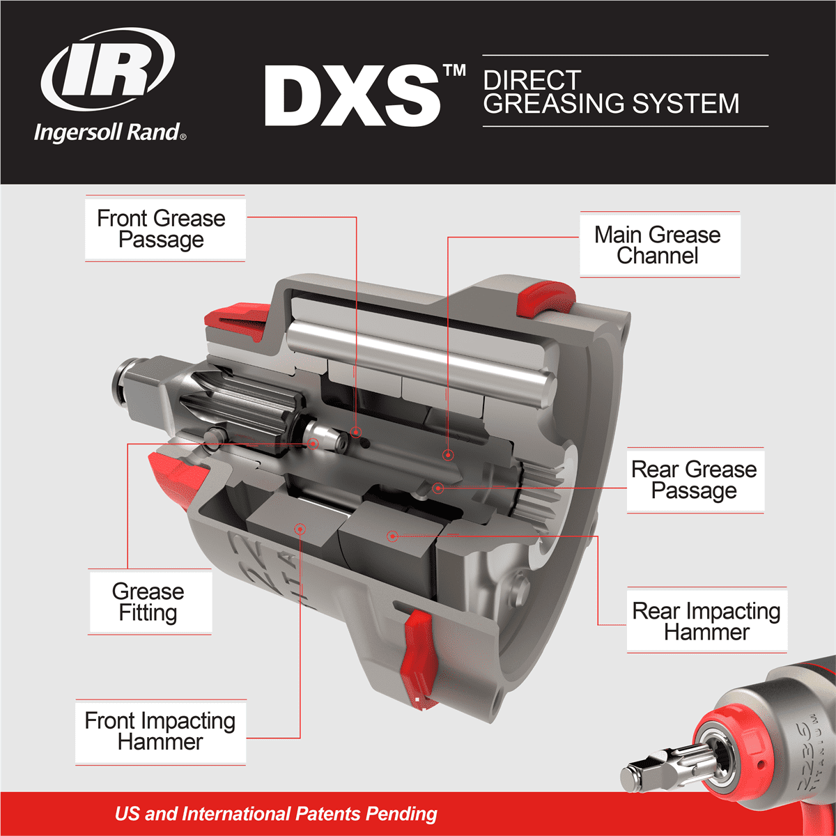 Ingersoll Rand DXS2 1/2" Air Impact Wrench, Friction Ring Retainer, Orange