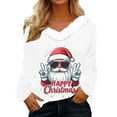 thumbnail image 2 of Mifsaly Women Christmas Sweatshirts Faux Fur Collar and Cuffs Loose Shirt V-Neck Long Sleeve Classic Pullover Tops Xmas Tree Print Festival Blouse Tunic Vintage T-Shirt 2025 Holiday Outfits, 2 of 4