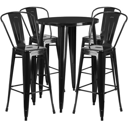 Cafe Outdoor Furniture Melbourne Flash Furniture 30'' Round Metal Indoor-Outdoor Bar Table Set with 4 Cafe Barstools, Multiple Colors ()