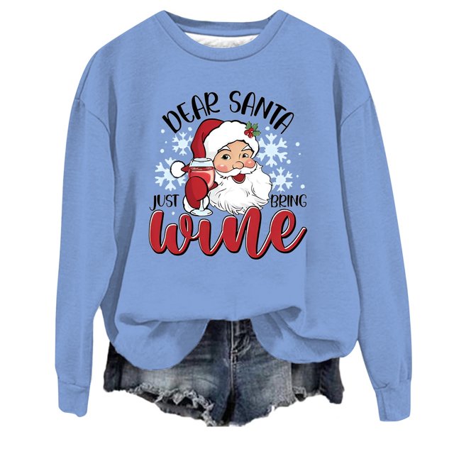 WEAIXIMIUNG Sweat Court Grande Taille Femme Décontracté Col Rond Imprimé Père Noël