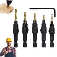 thumbnail image 1 of Premium HSS Countersink Drill Set Adjustable Length Counter Bore Bits with Wrench Pilot Hole Cutter Set for Wood Woodworking, 1 of 6