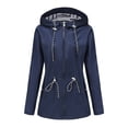 thumbnail image 6 of FRSASU Rain Jacket for Women Windbreaker Striped Raincoats Waterproof Lightweight Climbing Outdoor Hooded Trench Coats Navy, 6 of 9