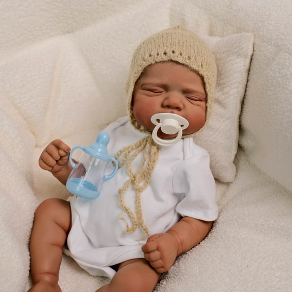 Realistic 18 inch Reborn Baby Dolls Black Girl - African American Sleeping Newborn Handcrafted Lifelike Vinyl Full Body Perfect for Kids Aged 3 and Up with Accessories
