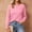 Pink, variant on Women's Casual Crew Neck Long Sleeve Cropped Pullover Top Asymmetrical Overlap Front Hem Solid Color Loose Fit Shirt for Fall Spring Daily Wear