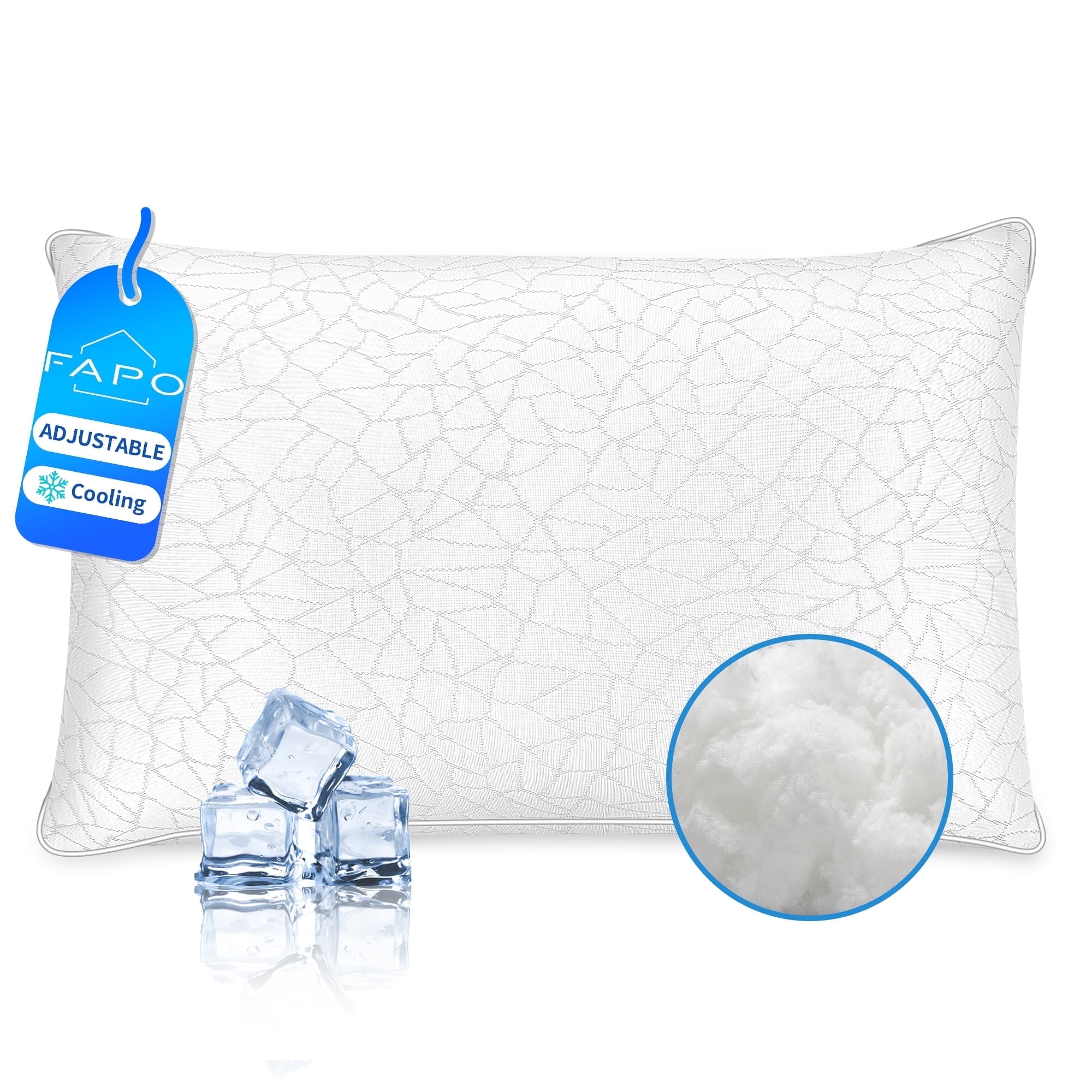 FAPO Queen Size Bed Pillows 1-Pack,2.2lb High Quality Down Alternative Filled,3D Breathable Cover,Hotel Collection Pillows for Side,Back & Stomach Sleepers