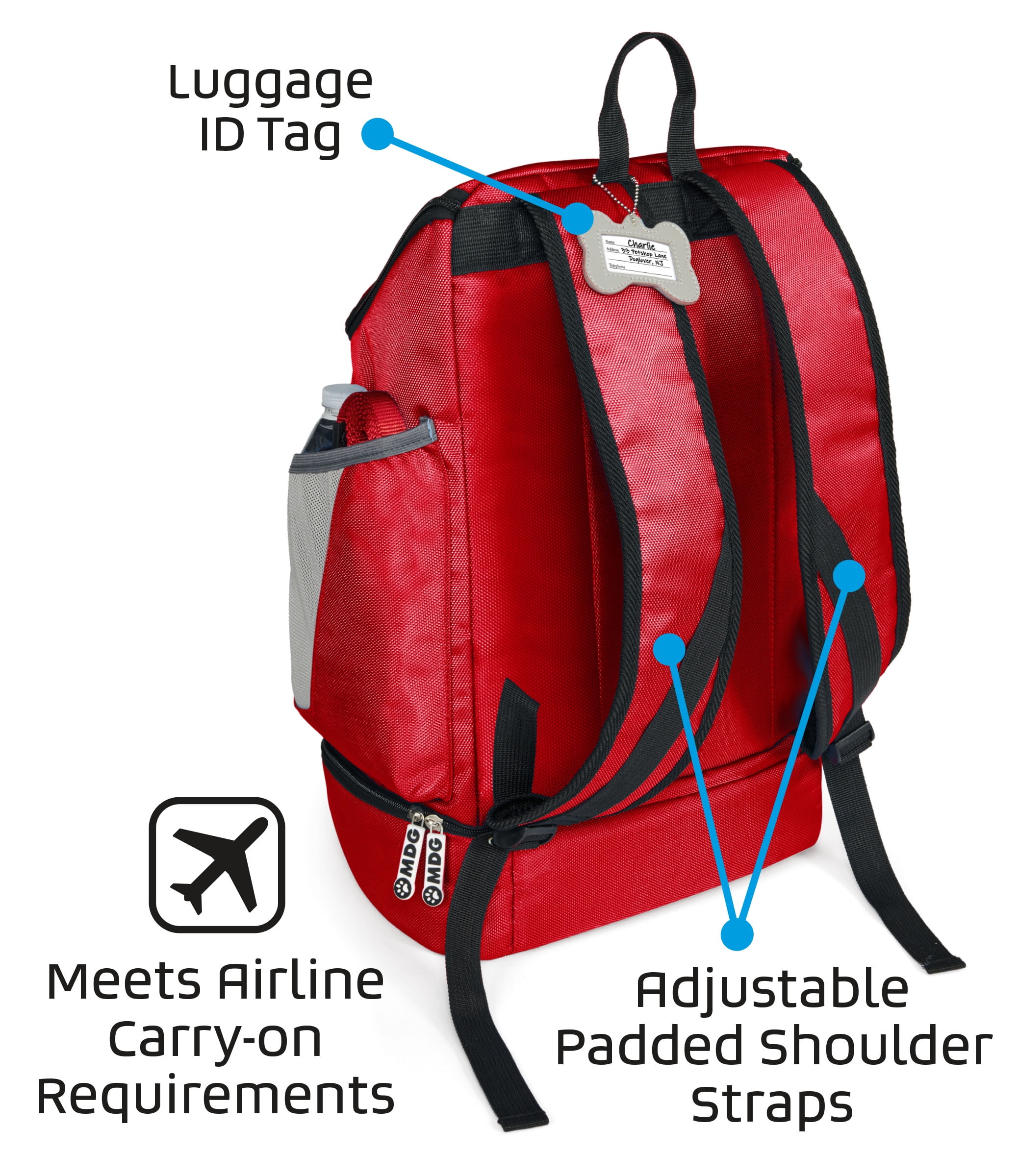 Mobile Dog Gear Drop Bottom Weekender Backpack, Red