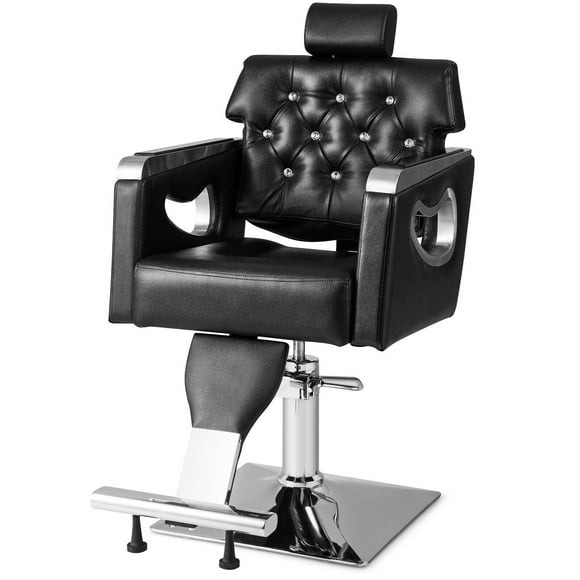 Gymax Adjustable Barber Chair Heavy-Duty Hydraulic Pump Salon Chair 360° Rotation