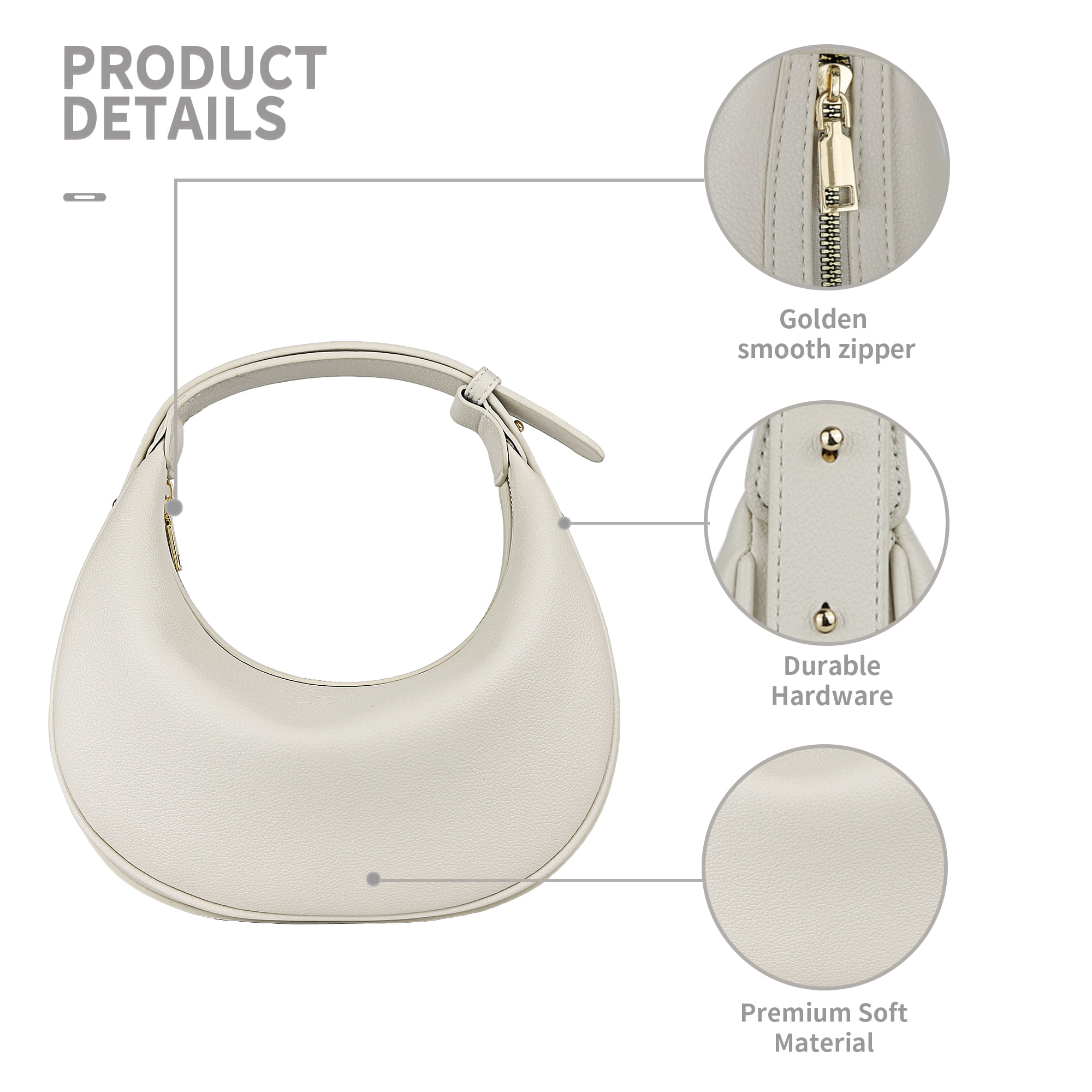 Badiya Crescent Shoulder Bag for Women Trendy Leather Crossbody Hobo Purse Vegan Clutch Handbag with 3 Adjustable Strap"Material:The shoulder purse is made of high quality waterproof leather and elec