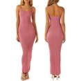 thumbnail image 1 of Pudcoco Femmes Tricot Longue Robe Sans Manches sur l'Épaule Casual Partie Été Enveloppé Robe Fronde, 1 of 9