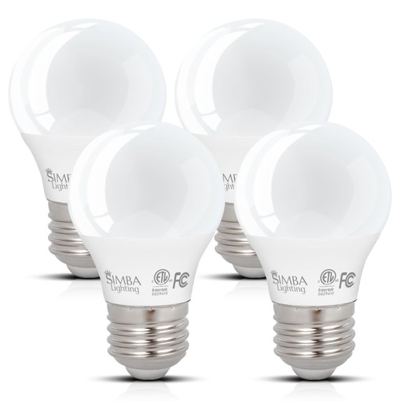 Simba Lighting LED A15 ETL Listed 7W 60W Equivalent Small Bulbs 120V E26 Base 5000K Daylight 4-Pack