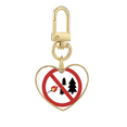 thumbnail image 1 of Logo no hay fuego en el bosque Llavero de metal en forma de corazón dorado, 1 of 3