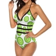 thumbnail image 5 of One Piece Swimsuit Women Tummy Control - V Neck Green Cucumber Slices Halter Swim Suits for Women 2025, Padded Full Coverage Bathing Swim Suit for Women, 5 of 7