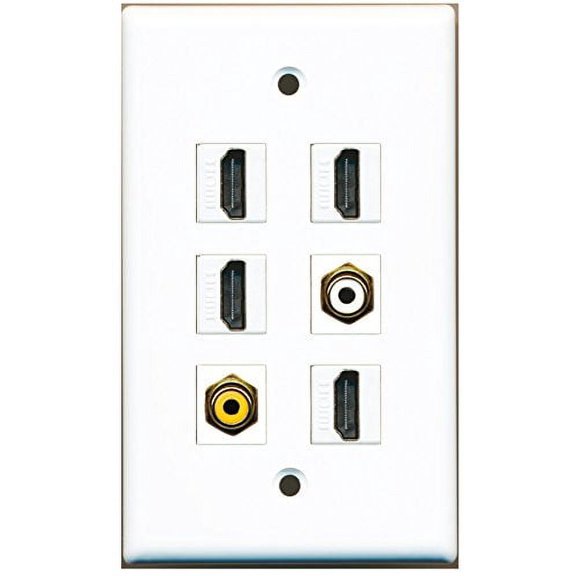 RiteAV - 4 HDMI 1 Port RCA White 1 Port RCA Yellow Wall Plate