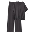 thumbnail image 3 of MINTREUS Lounge Sets for Women Knit Short Sleeve V-neck Tops and Long Pants Soft Comfy Pajamas Set Oversized 2 Piece Outfits, 3 of 8