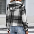 thumbnail image 4 of Flannel Jacket for Women Trendy Fleece Lined Button Down Plaid Shacket Long Sleeve Hooded Jackets Fall Winter Pocket Coat, 4 of 5