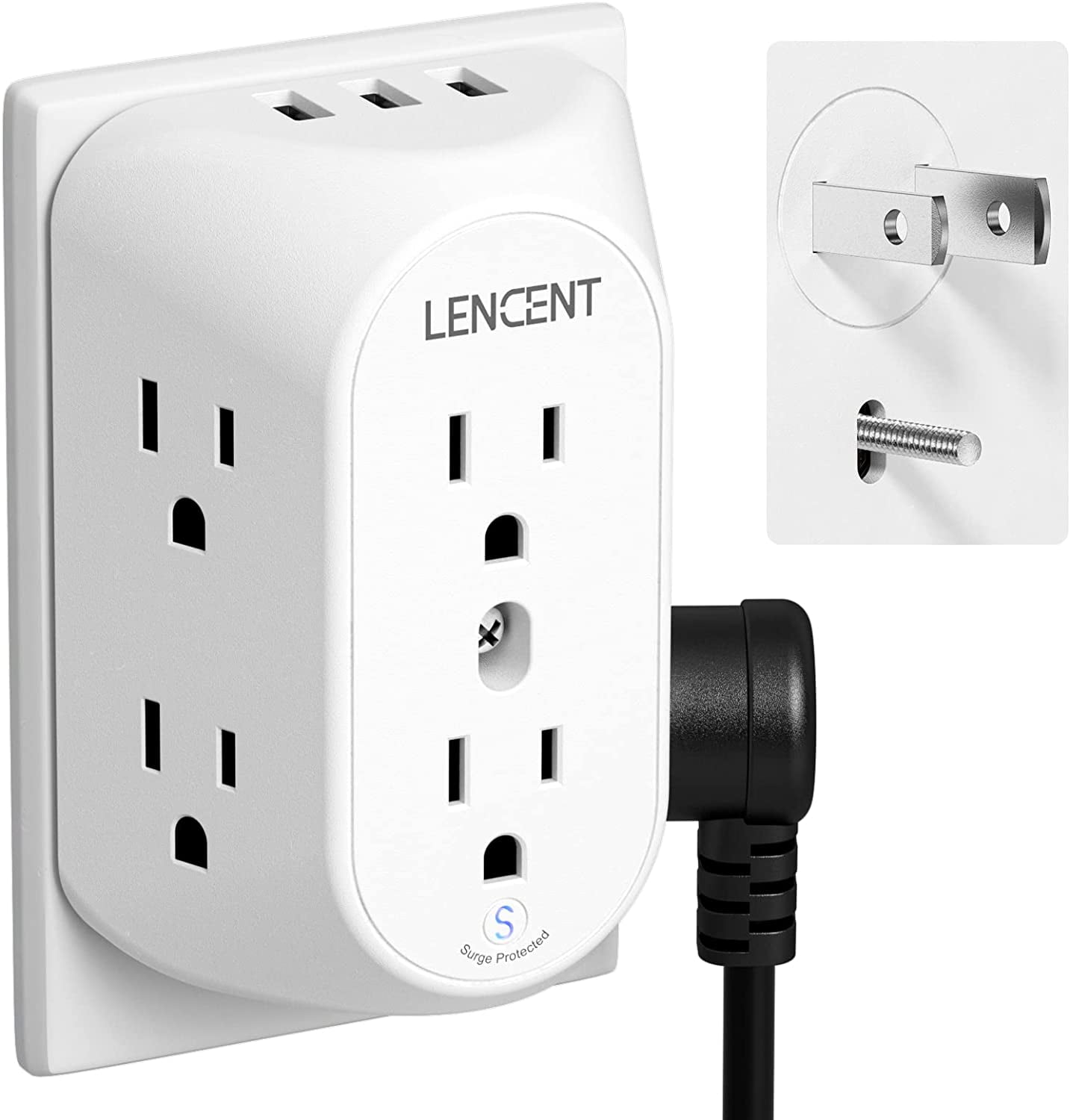 RGHJAR-2 Prong Surge Protector Power Strip with USB Ports,2 Prong to 3 Prong Grounding Outlet Adapter,Multi Plug Wall Outlet with 6 Outlets 3 USB,Wall Plug Extender for Non Grounded Older House