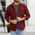 thumbnail image 4 of DPTALR Men's Casual Solid Color Turndown Collar Long Sleeve Shirt with Pockets,Wine,Big and Tall Men XXL, 4 of 5