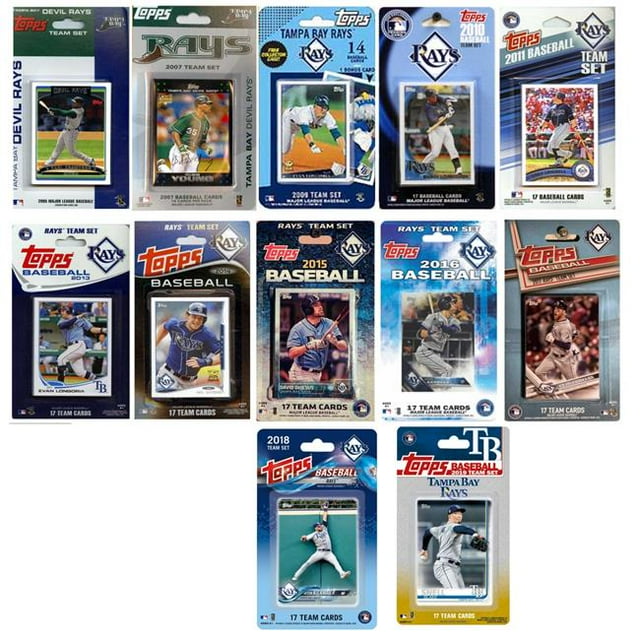 C&I Collectables RAYS1219TS MLB Tampa Bay Rays 12 Ensembles de Cartes à Collectionner sous Licence Différentes