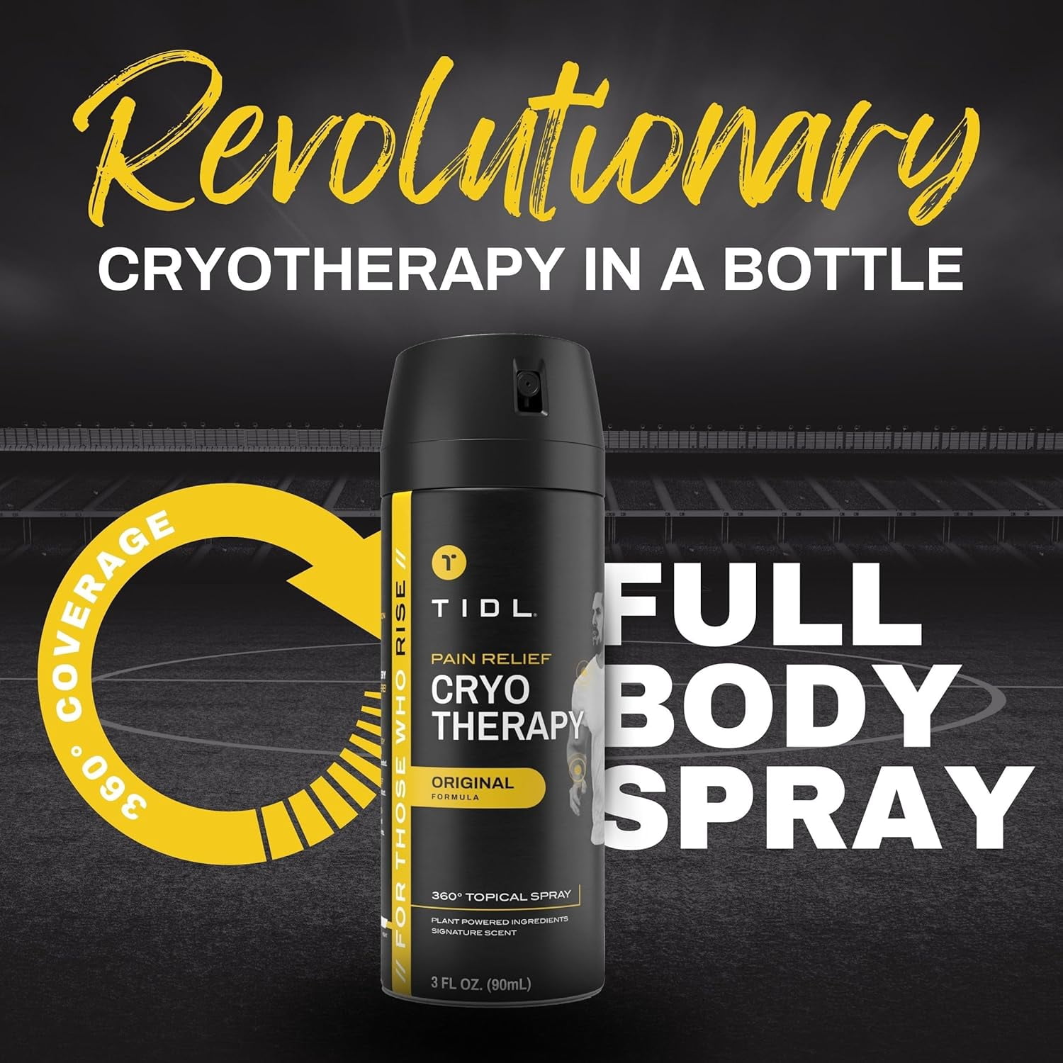 TIDL Cryotherapy Menthol Topical Pain Relief Spray for Body Aches & Pains, 3 fl oz