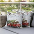 thumbnail image 4 of Christmas Truck Outdoor Pillow Covers 16"x16" Set of 2,Waterproof Throw Pillow Covers for Patio Furniture,Xmas Tree Branch Red Balls Snowflake Rustic Decorative Cushion Pillowcases for Garden Sofa, 4 of 9