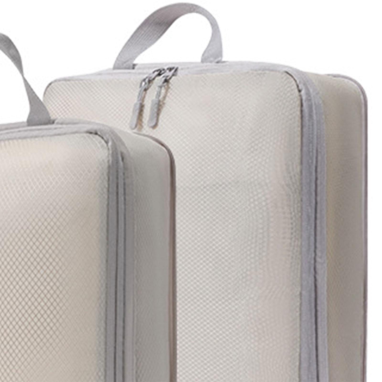 Nishiyuenyi 6 Pack Compression Cubes, Clothes Storage Bags, Breathable Toiletry Bag, Luggage beige