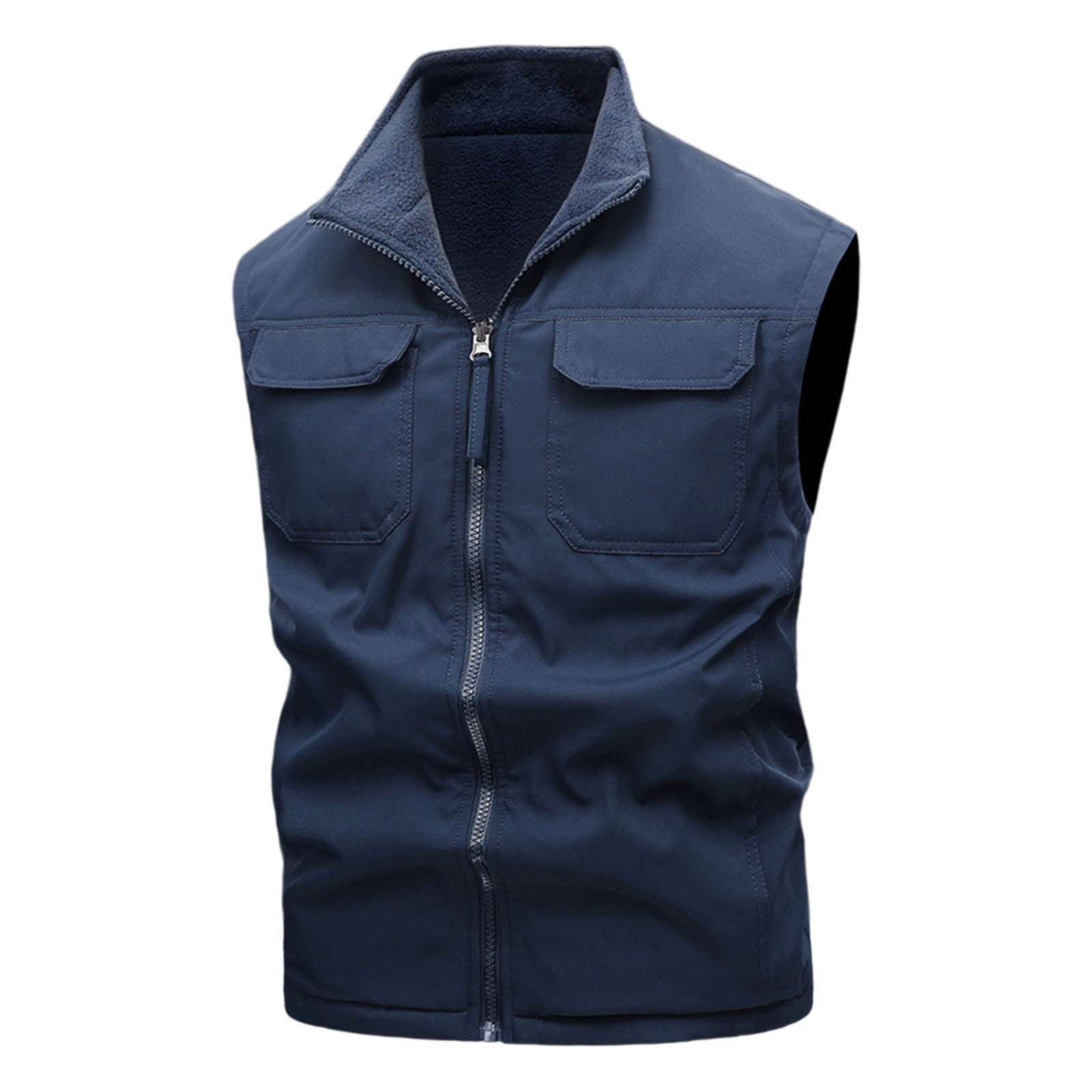 Zedker Men's Windproof Lightweight Golf Vest Outerwear Softshell Sleeveless Jacket for Running Hiking Sports with Pockets Navy XXXL