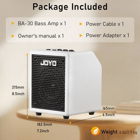 JOYO ジョーヨー BA-30 VIBE CUBE White 幅16cm 小型ベースアンプ コンプレッサー搭載 Bluetooth再生