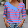 thumbnail image 2 of Kaemgyyd Going out Tops for Women Fashion Asymmetrical Neck Shirt Striped Long Sleeves Casual Color Block Pullover, 2 of 5