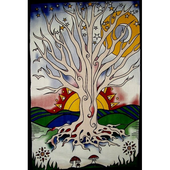 Twilight Tree of Life Cotton Wall Hanging 90" x 60" Single Multi Color